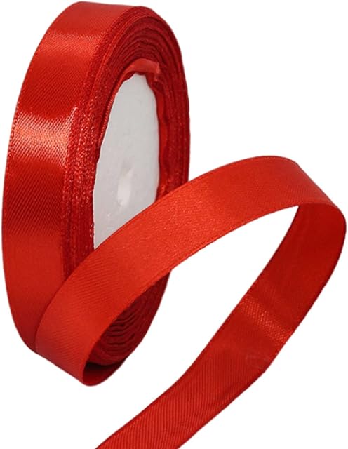 15mm Red Ribbon for King Charles III Coronation Decor,22M Union Jack Red Polyester Double Sided Satin Ribbon for Gift Wrapping Balloon Ribbon,Fabric Thick Ribbon for Xmas Hair Bows Cake Wedding Decor