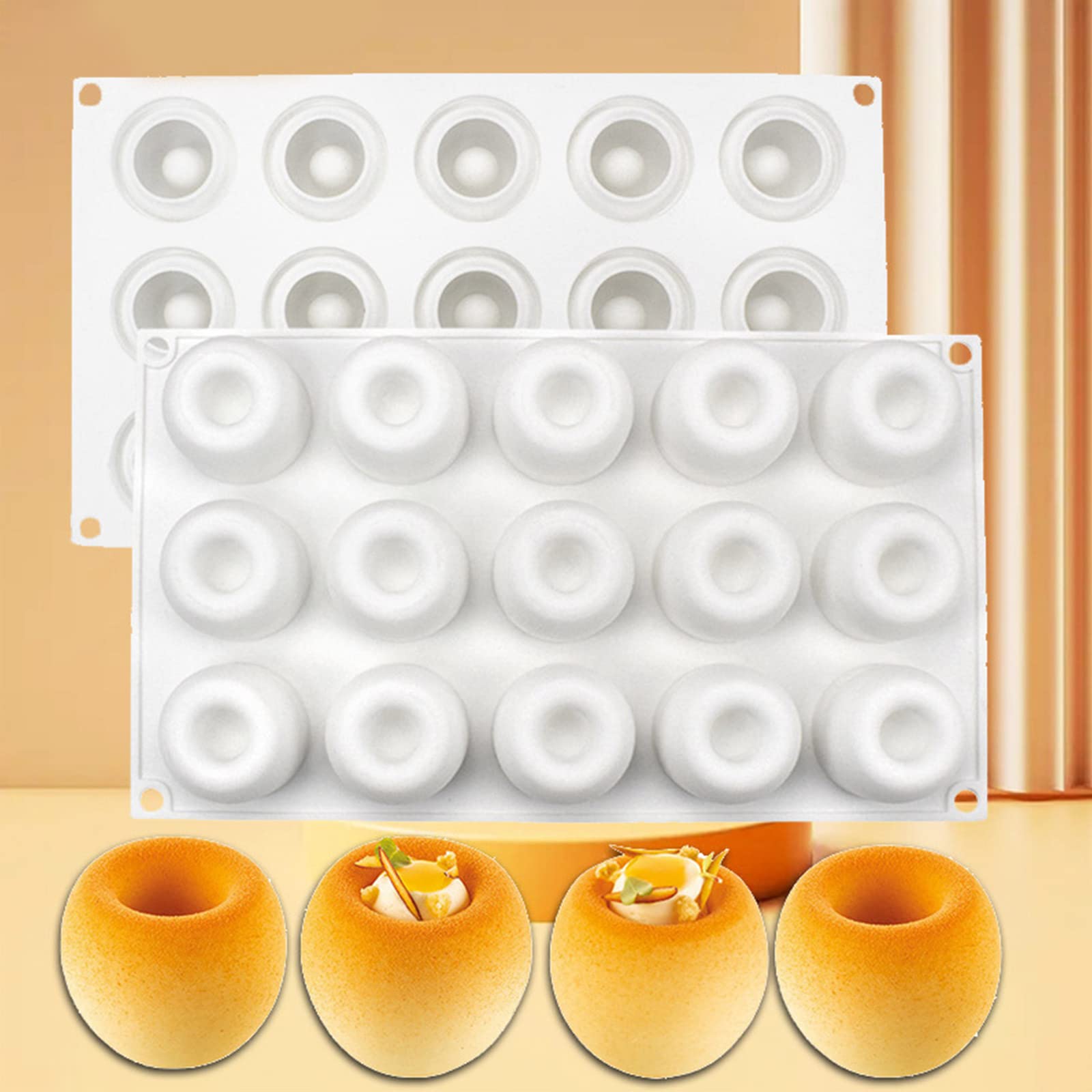 JzcsdkSIL Silicone 15 Holes Concave-convex Cake Ice Cream Chocolate Mold 3D Cupcake Bakeware Baking Dish Cake Pan Muffin Mould Silicone Molds For Baking Chocolate Shapes Sets Candles Cakes