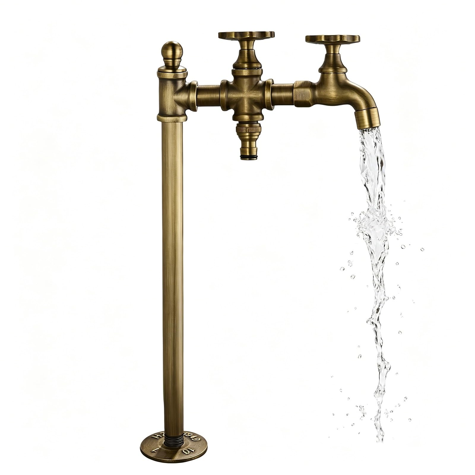 Outdoor Retro Post Faucet with Double Faucet, Frost Free Outside Water Spigot for Garden Backyard(80cm/31.5in)