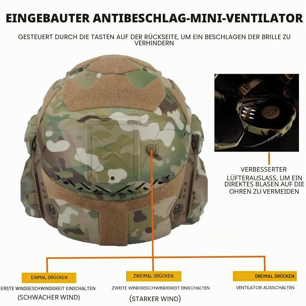 ACEXIER Taktischer Sturmhelm II mit Maske Headset Anti-Fog Fan Militärjagd Airsofthelm CS Paintball Vollgesichtsschutzausrüstung