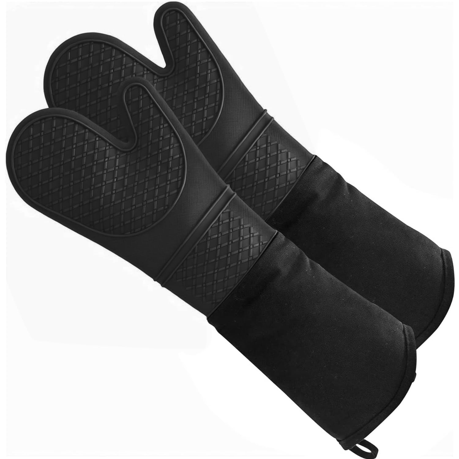 Guanti da forno professionali in silicone, 1 paio extra lunghi, resistenti al calore, da cucina, con fodera in cotone trapuntato