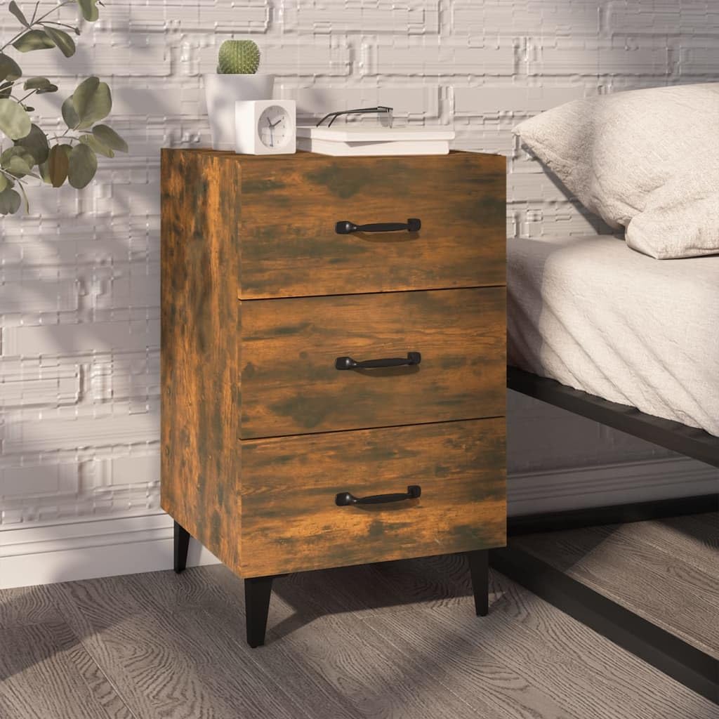 Table de chevet en chêne fumé pour résoudre le manque de rangement près du lit