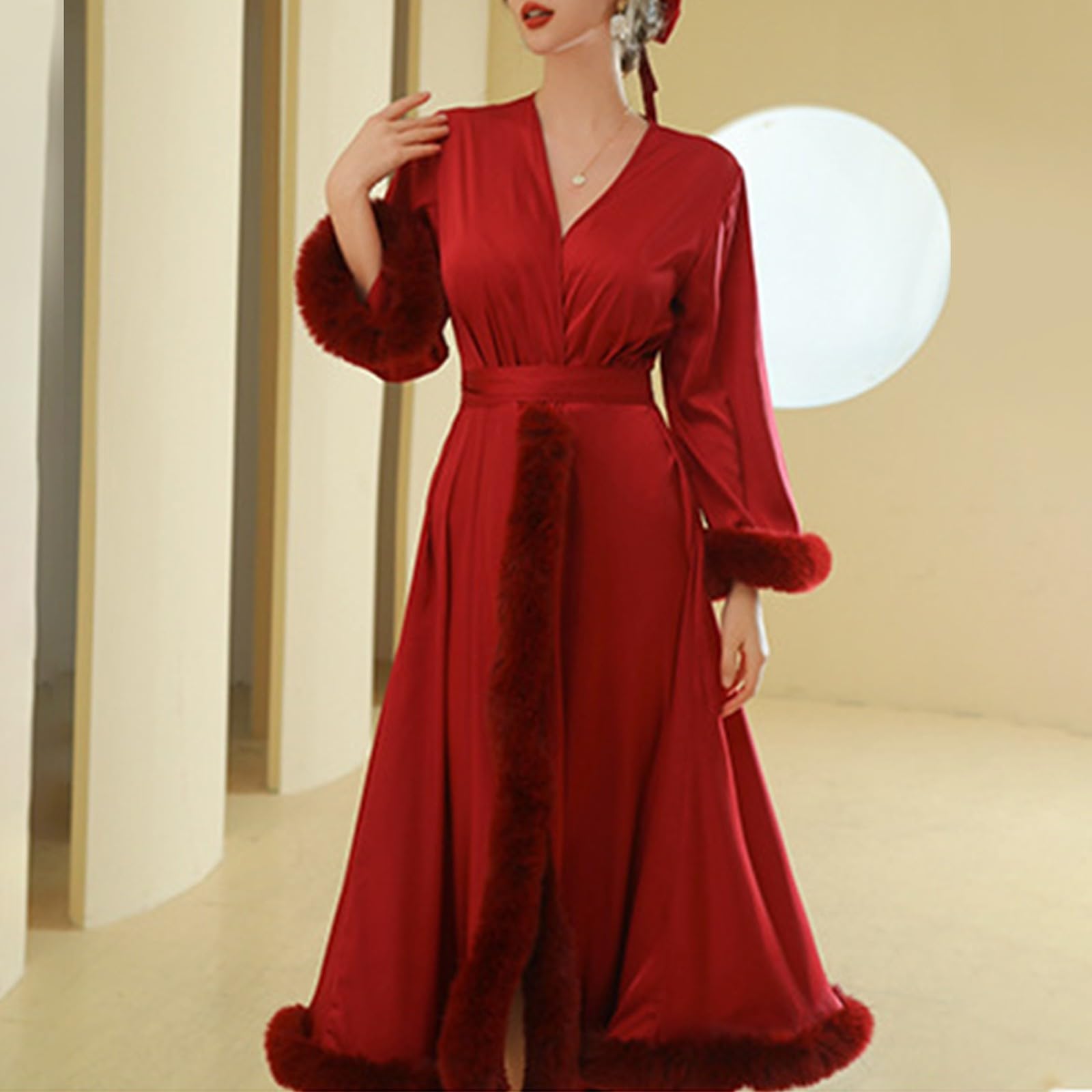 Generisch Accappatoio kimono in raso lungo per San Valentino e