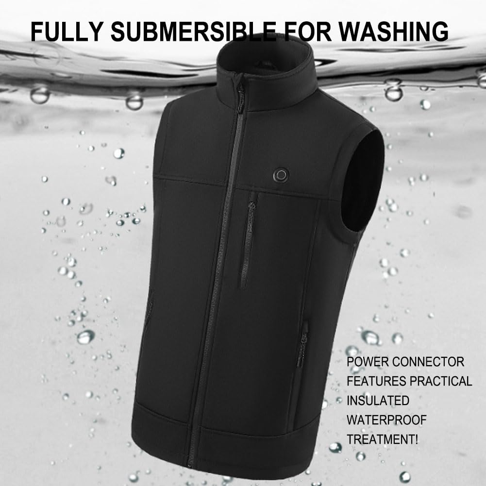 Chaleco Térmico para Hombre y Mujer, Chaleco Eléctrico Calefactable con 3 Ajustes Temperatura Calentamiento Rápido 10s 5V Seguro Lavable Impermeable al Viento Army Green XL