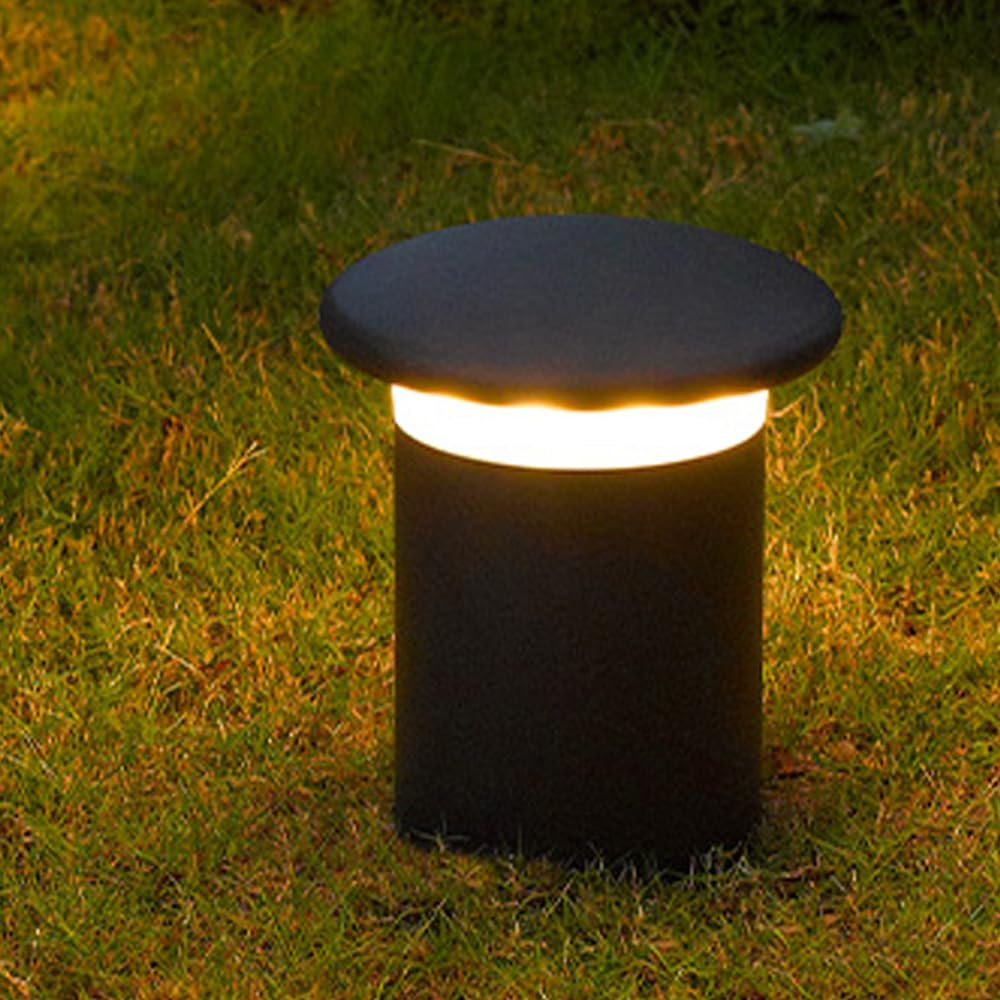 HELCEKOU Modern Landscape Path Light 3000K Warm Pathway Lights Outdoor LED Waterproof Bollard Cylindrical Aluminum External Lawn Lantern for Porch Garden Front Yard