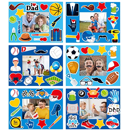 chiazllta 30 Packs Fathers Day Craft Kits for Kids Father's Picture Frame DIY Craft Art Father’s Day Party Decoration Favor Home Classroom Game Activities