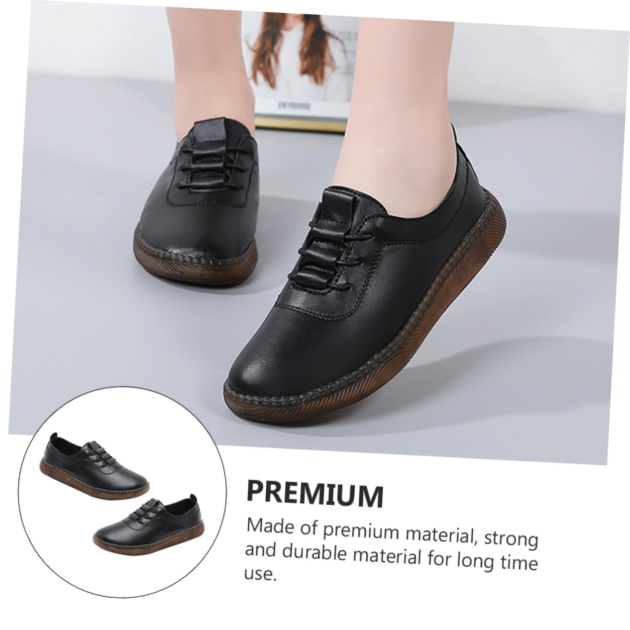 SOIMISS Zapatos de Cuero Perezosos De Las Mujeres Vestido de Mujer Pisos Zapatillas Casuales Women illas os Casuales os de Cuero de : Caucho Black