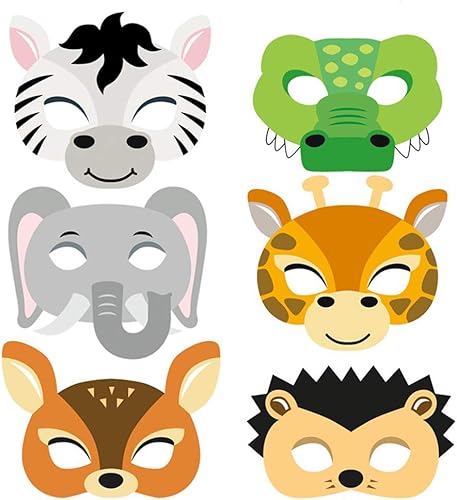 TOYANDONA Trajes para niños, 12 máscaras de animales para niños, máscaras de animales de dibujos animados, máscaras de animales de dibujos animados,