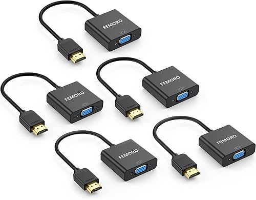 FEMORO - Adaptador de DisplayPort a VGA (2 unidades, 1080P, conector macho a hembra de DP a VGA)