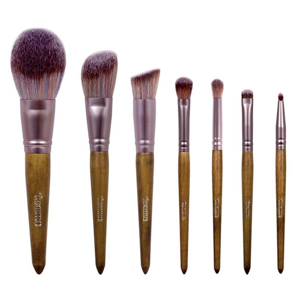 Estuche de 7 brochas de maquillaje Texamo Lunay con cerdas MCF, uso profesional Végan