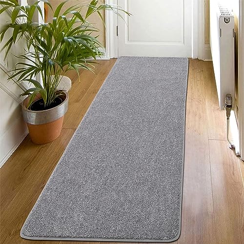 SHACOS Teppich Läufer Flur rutschfest 60x180cm Grau Küchenteppich Waschbar Läufer Flur Teppich Modern Bettvorleger Schlafzimmer Weich Eingangsteppich Innen Lang Läufer Teppich für Flur, Wohnzimmer