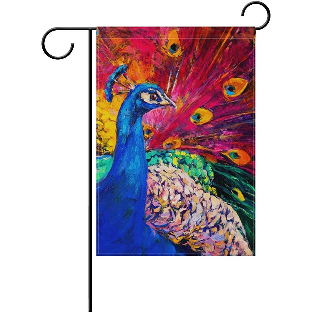 Starocle Beautiful Peacock Decorative Garden Flag Banner Polyester Welcome Seasonal Indoor Outdoor 12" x 18" Inches