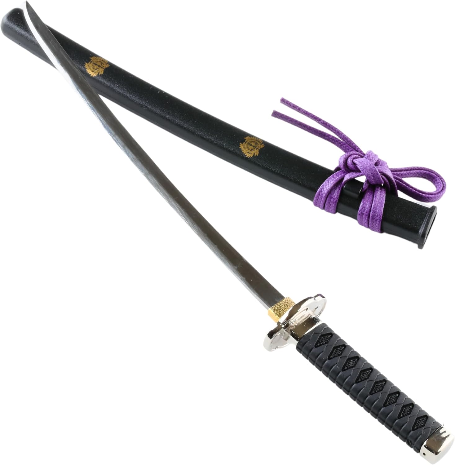 Samurai Sword Letter Opener, Mini Katana with Display Stand 8.3 inch - Made in Japan (Black)