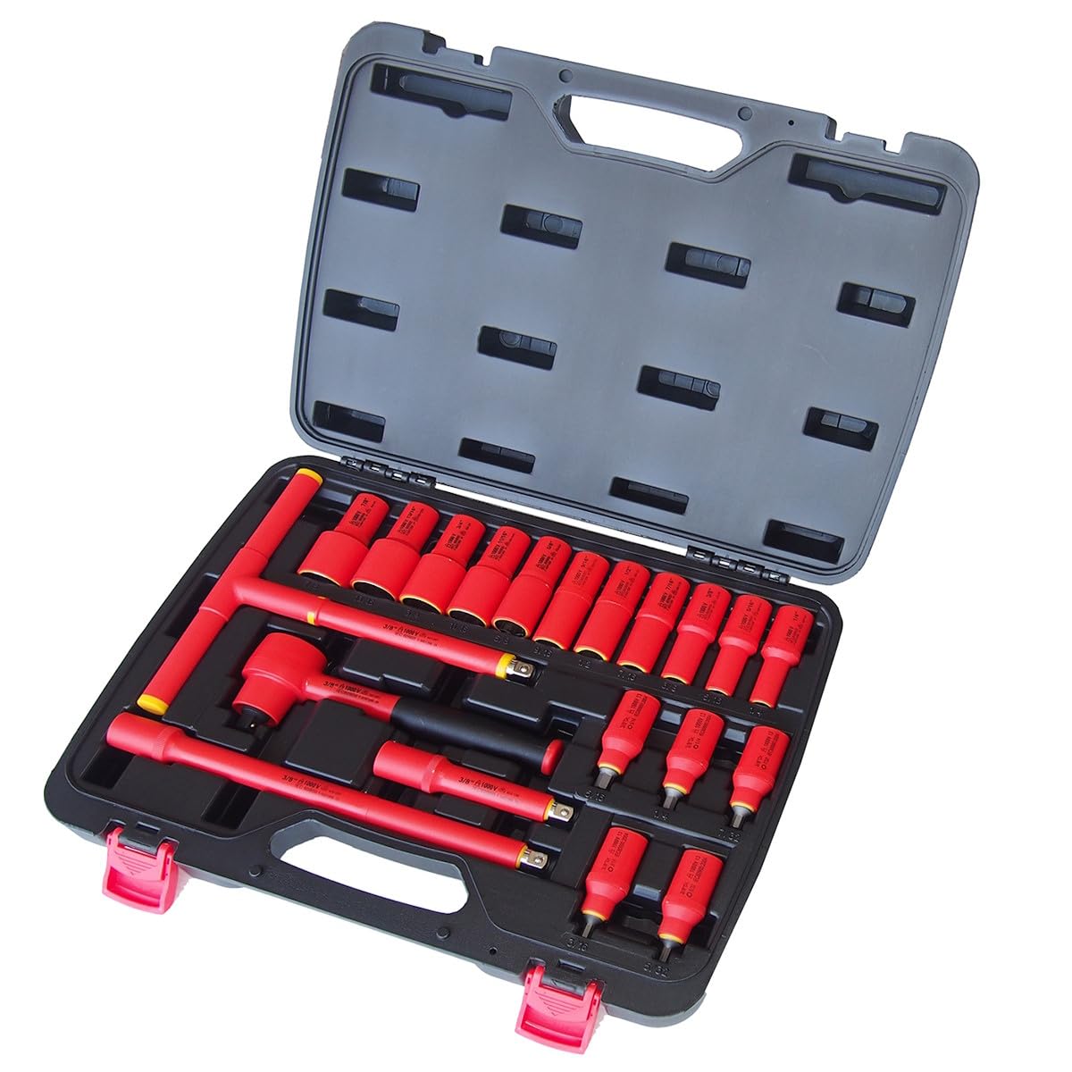 Set di chiavi a bussola SAE isolate da 1000 V, 20 pezzi da 3/8", 5 punte esagonali
