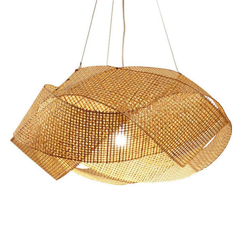 TCHAUSGZOZ 60cm Hand-Woven Rattan Boho Pendant Light Fixture - Beige Wicker Coastal Hanging Lamp for Kitchen, Living Room, Bedroom, and Dining Areas