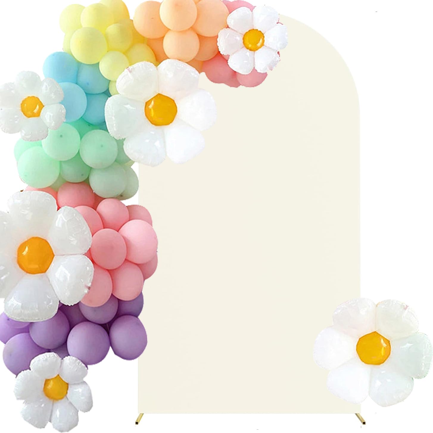 HAINARverS Wedding Arch Cover 7.2FT Spandex Fitted Stretchy Arch Stand Covers,2 Sided Round Top Chiara Backdrop Cover for Birthday Party Ceremony