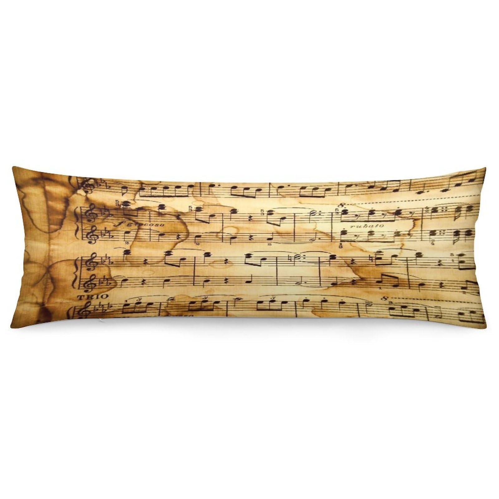 Music Note Print Pillowcase Decorative Long Body Pillow Case Soft Breathable Body Pillow Cover Modern Large Pillowcase Cute Body Pillow Pillowcases for Bedroom Couch 18.9 X 53 Inch