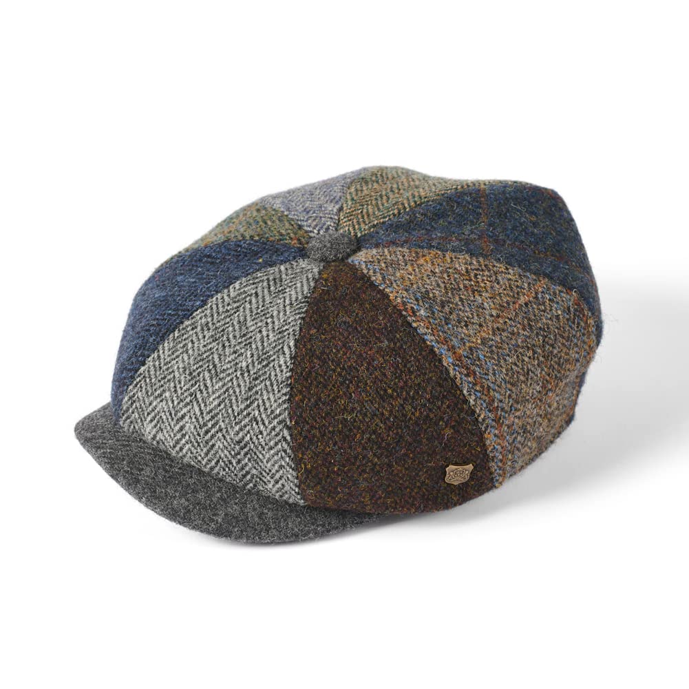 Failsworth Lewis Wool Harris Tweed Patchwork Cap Multicoloured 60cm - 7 3/8
