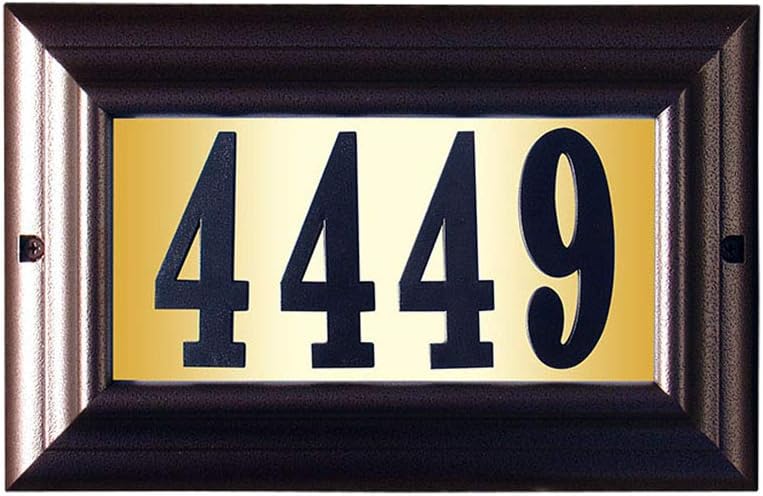 Qualarc LTL-1301BL-PN Edgewood Large Lighted Address Plaque in Black Frame Color with 4-Inch Black Polymer Numbers