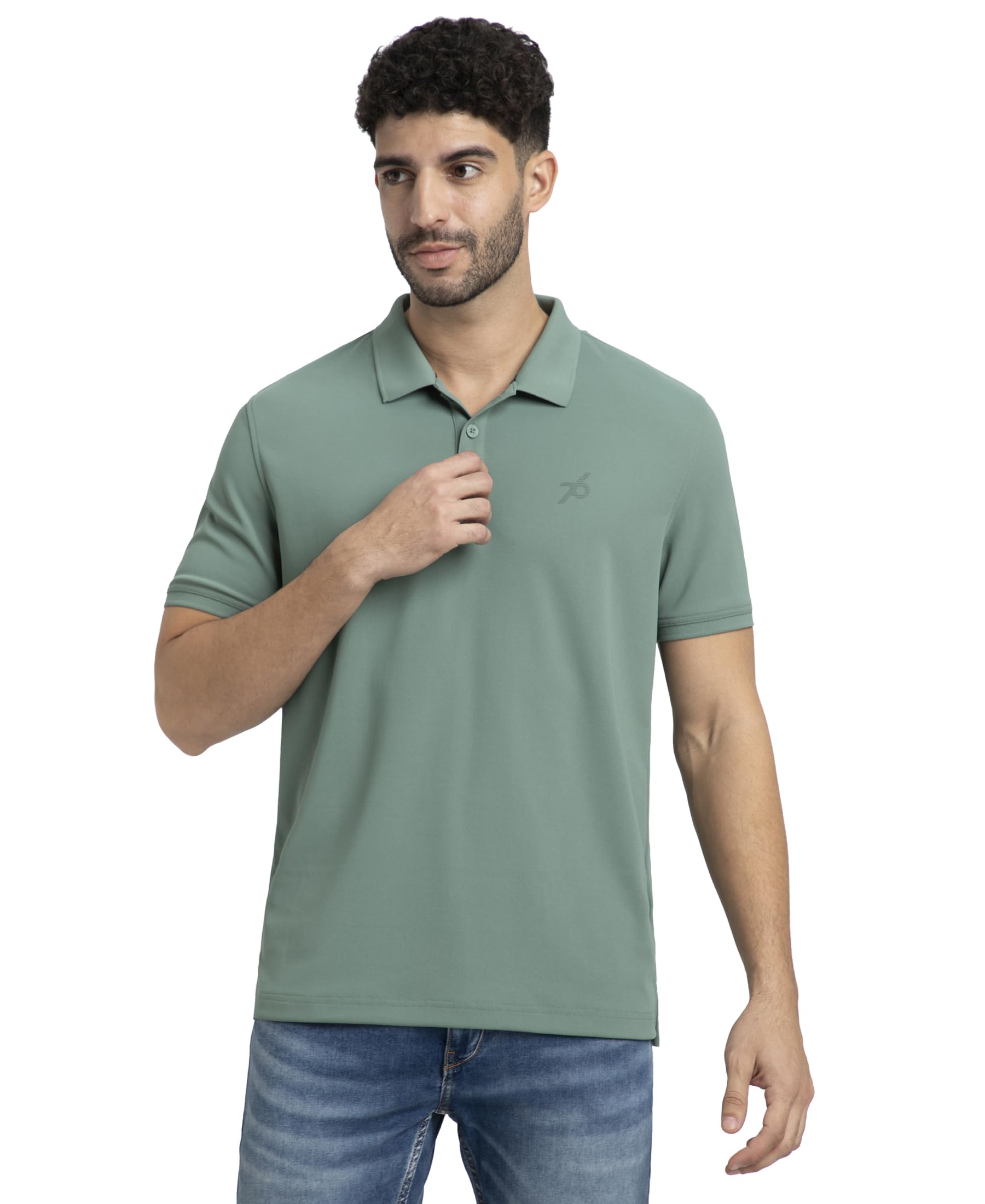 AM38 Men's Microfiber Fabric Solid Half Sleeve Polo T-Shirt with StayDry & StayFresh Technology