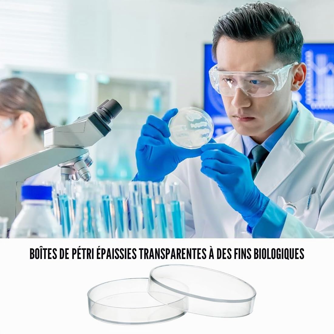 Boîtes de Pétri Transparentes,Boite de Petri Steriles avec Couverture, 6 Pièces Boîtes de Pétri, Boite de Petri, pour Etudes Biologie Expérimentale en Laboratoire (70mm)