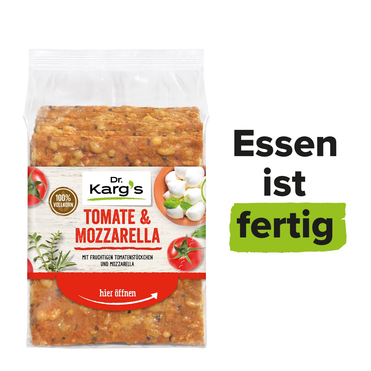 Dr. Karg’s Knäckebrot Tomate-Mozarella 10 x 200g - Vollkorn, vegetarisch, ballaststoffreich