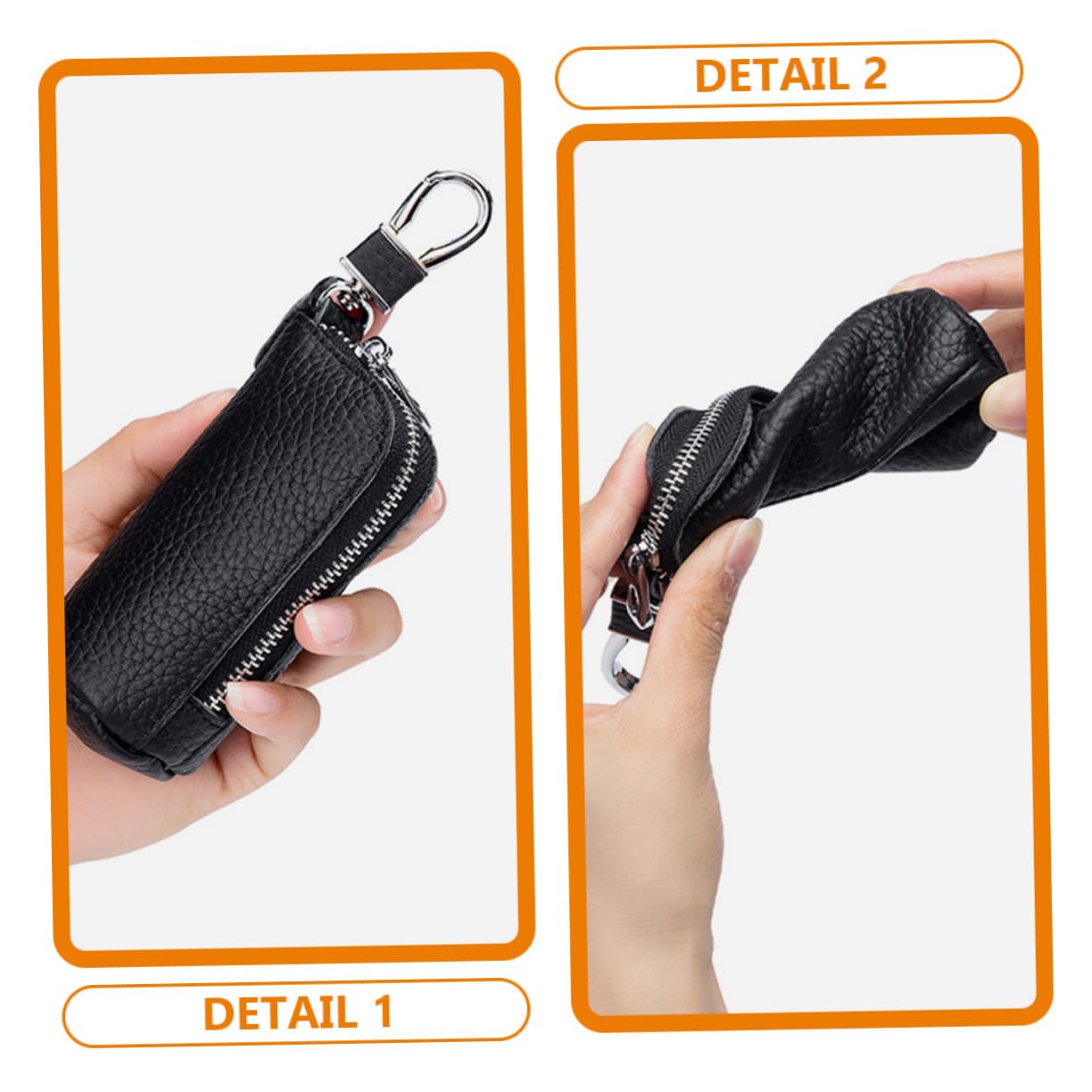 étui à clés voiture porte-clés monté key organizer organisateur de clé rangement clef étui de protection des clés couvercle de clé pour porte-clés Peau de vache Black