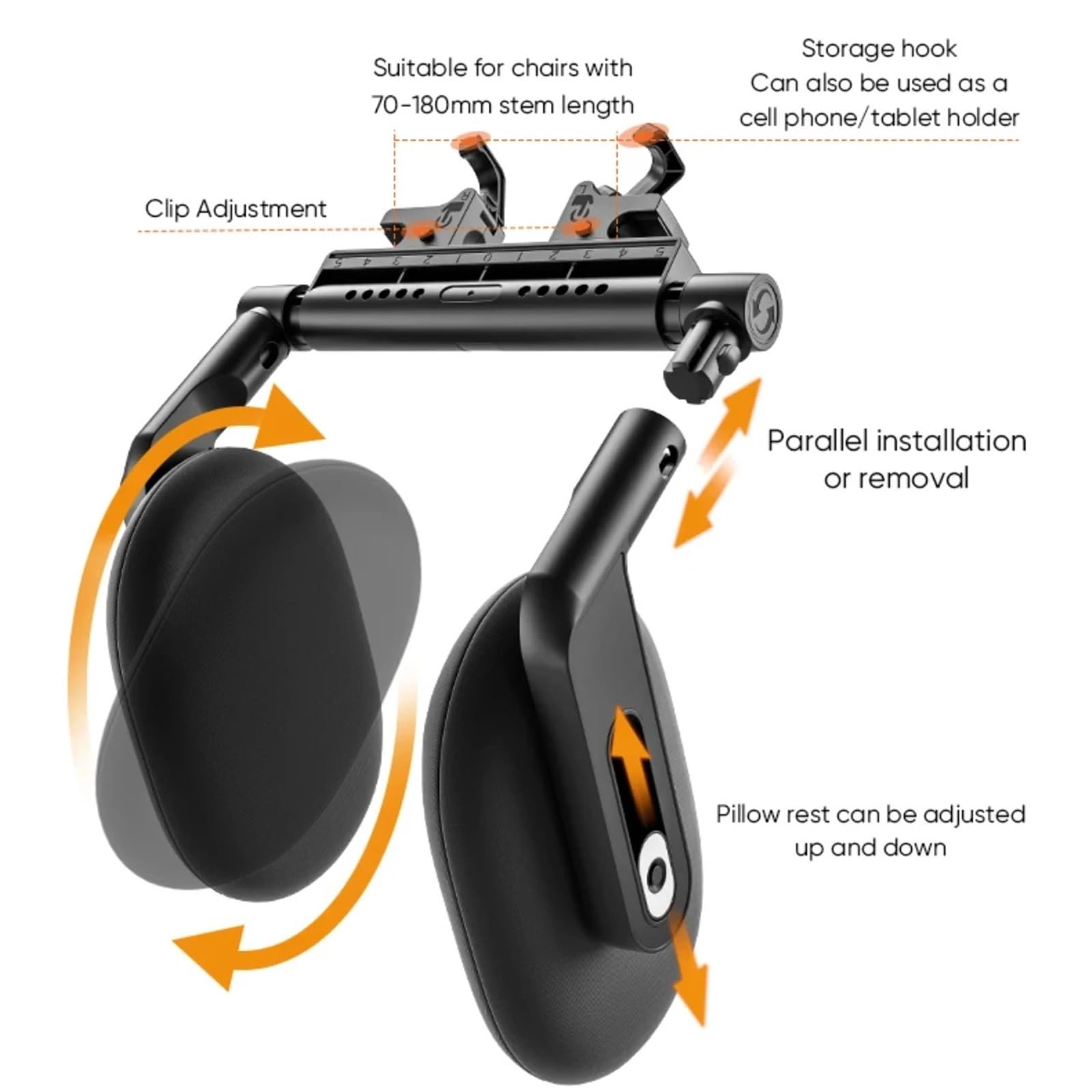 Reposacabezas Coche Cojin Almohada para reposacabezas de cuello coche, cojín para asiento, almohadilla espuma con memoria para dormir, soporte telescópico para cabeza lateral