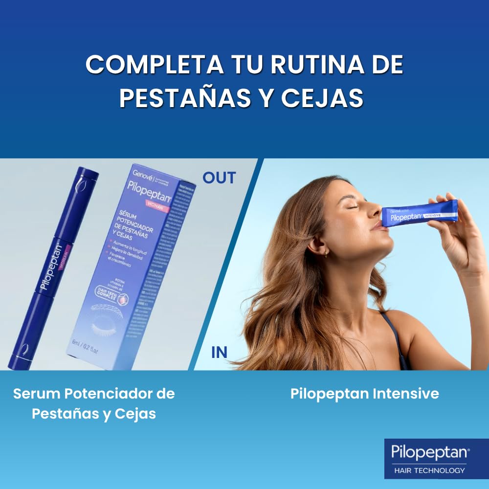 Pilopeptan Woman Sérum Potenciador de Pestañas y Cejas | Activa el crecimiento, Aumentando Longitud y Densidad | Hipoalergénico | 6 ml