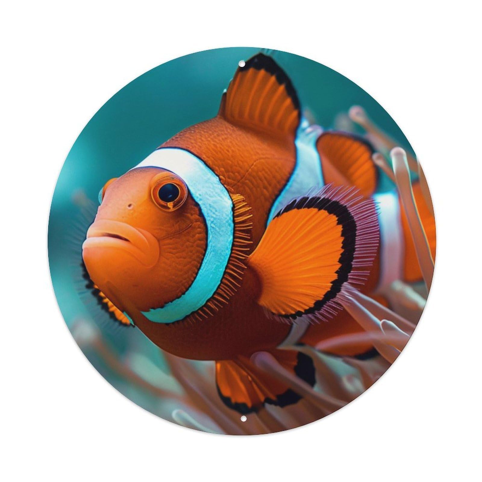 Cwbufd Vintage Style Animal Orange Clownfish Underwater World Vintage Metal Tin Sign Plaque Wall Decor For Cafe, Club Bar, Office, Garden Metal Poster 8X8inch