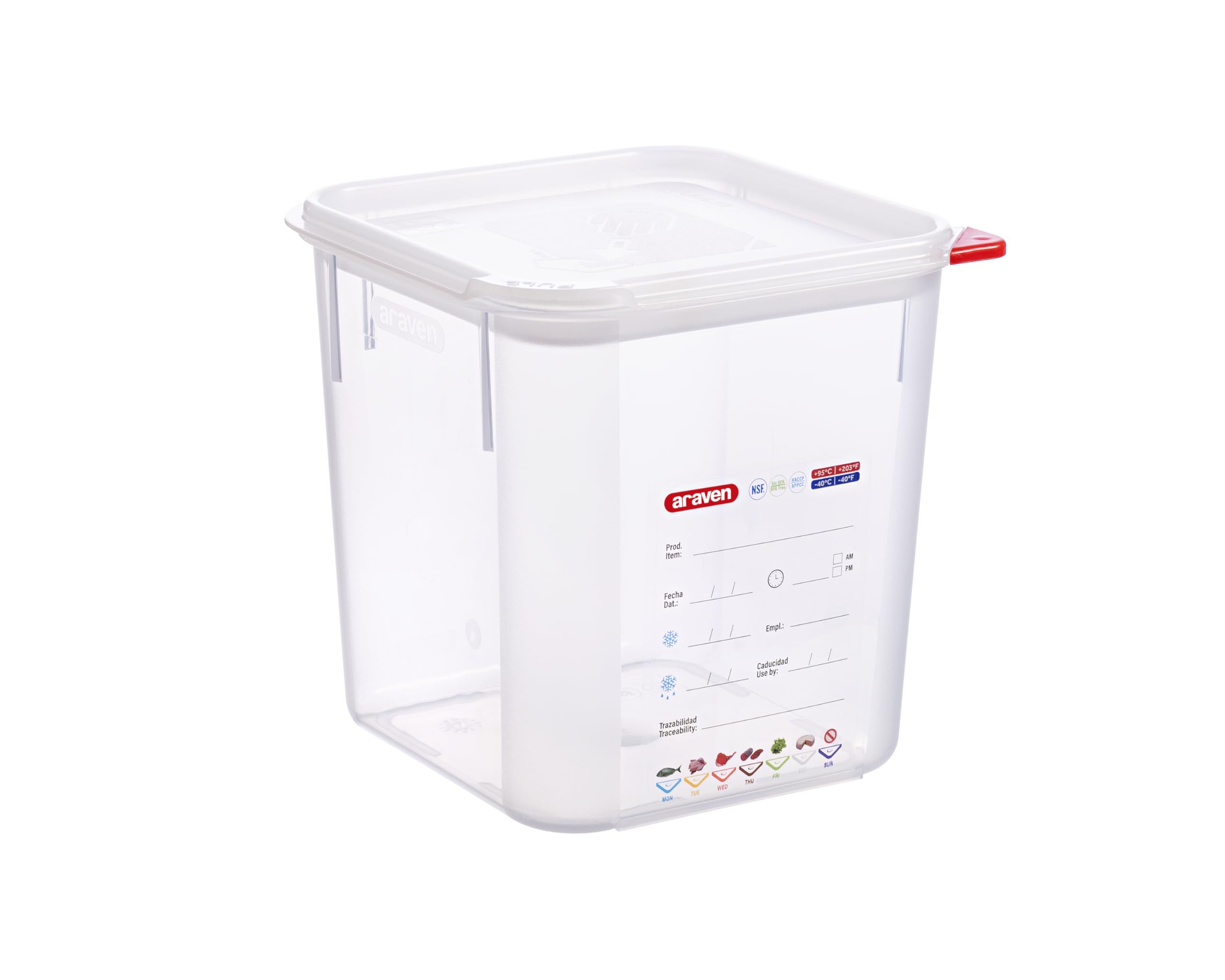 Araven Squared Transparent Container Polypropylene - 4Ltr with Lid 195x195x190