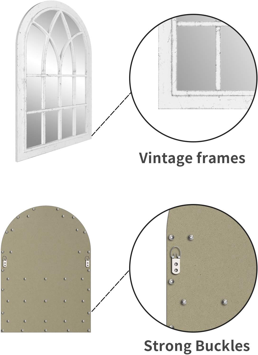 Gеt Pорulаr оƒƒеr COGOOD Arched Window Mirror - White Plastic Farmhouse Wall Mirror, 36x24 Antique Windowpane Mirror for Living Room, Bathroom, Entryway