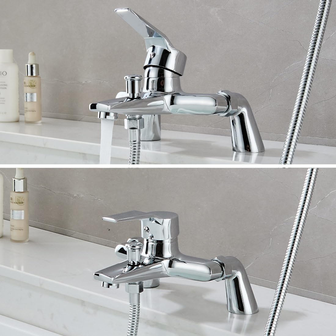 Eovem Bath Mixer Tap, Single Lever Chrome Bath Tap with Shower Attachment - Image 4