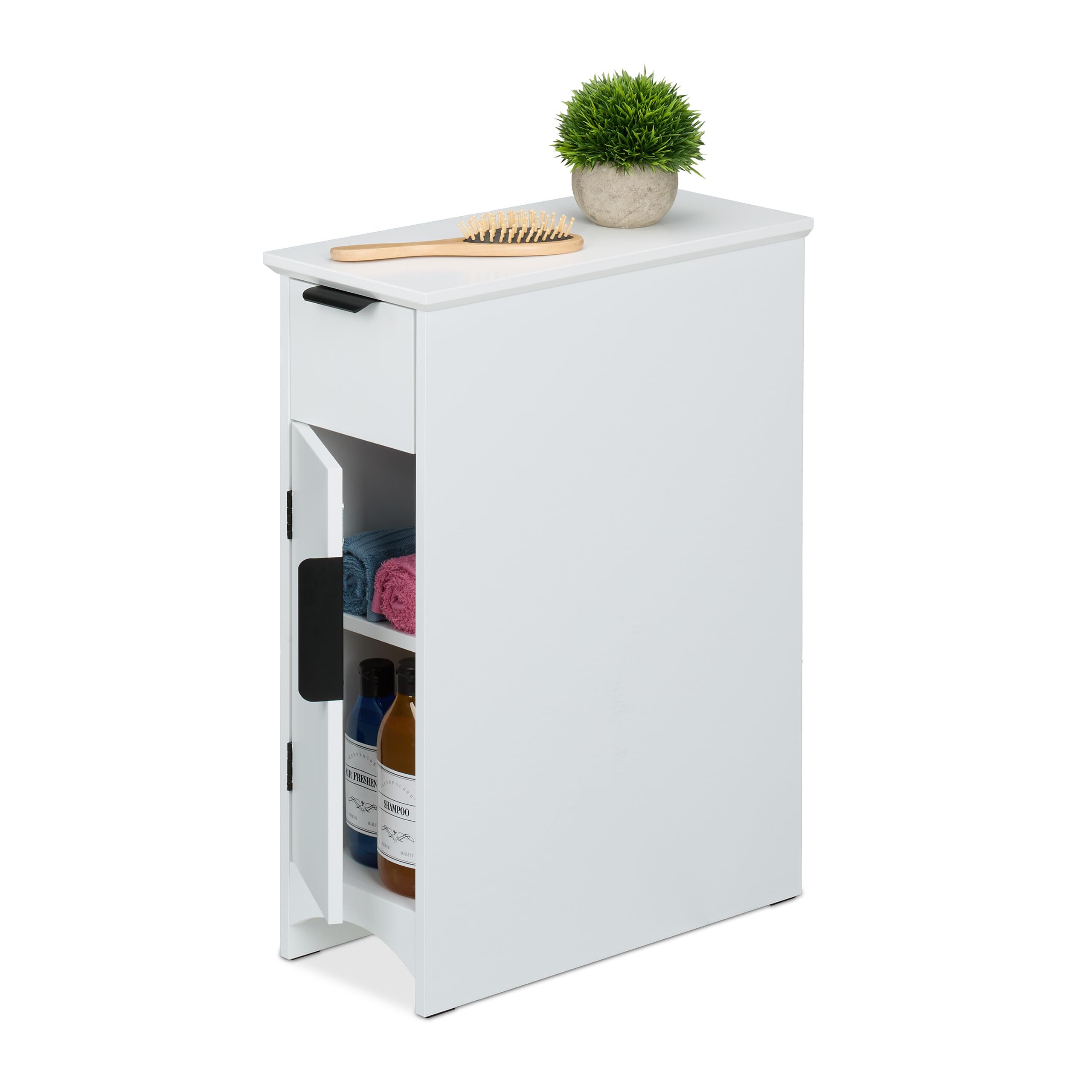Relaxdays Bathroom Cabinet with Storage Drawers, Kitchen & Utility Room Organisation, Slim Narrow Cabinet, Cupboard