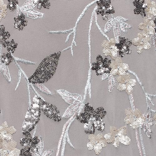 Image of Alex Evenings Women's Long Mother of The Bride Sequin Dress with Cold Shoulder Flutter Sleeves (Petite and Regular Sizes)