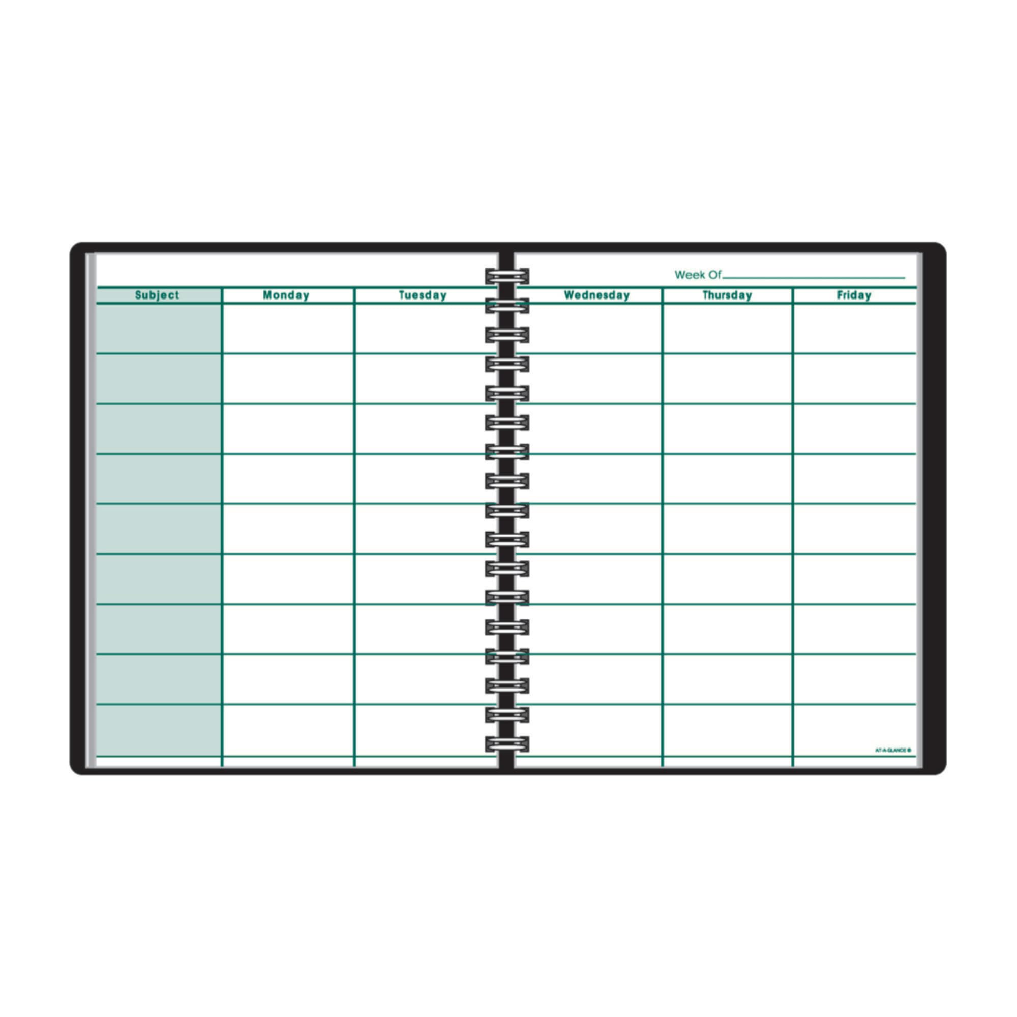 AT-A-GLANCE Teacher Planner, 8-1/4" x 10-7/8", Undated Weekly & Daily Planner, Academic Lesson Plan Book for Family Homeschool Supplies, Agenda with Twin-Wire Binding, Black Leather (8015505)