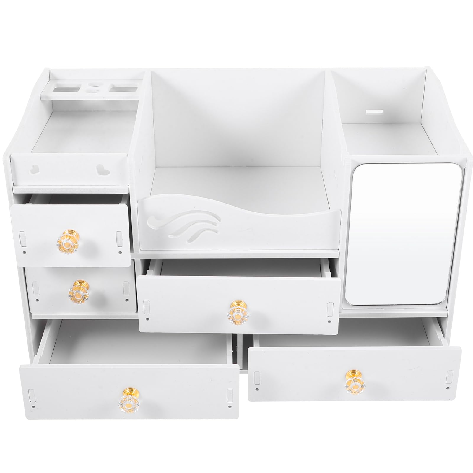 Cofanetto Portatrucco Bianco con Cassetti, Organizer Cosmetici da Scrivania
