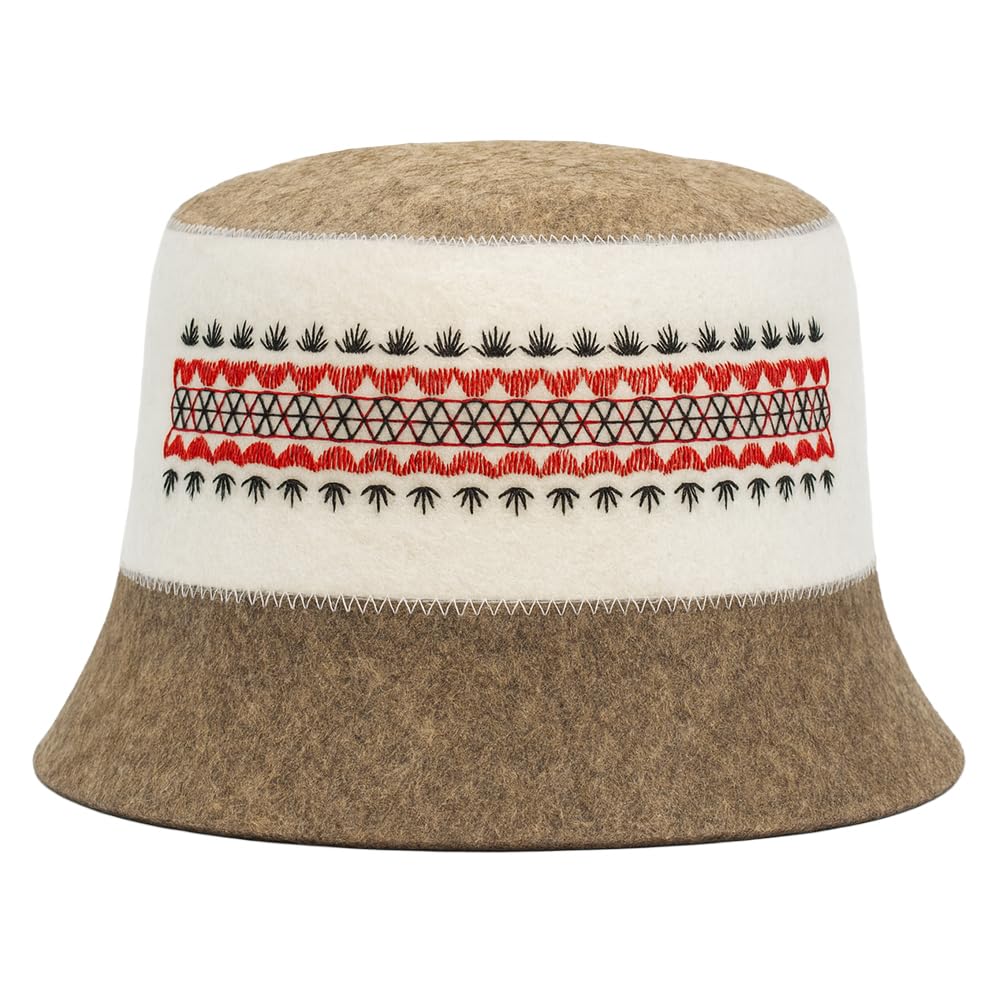 SHSH trade group Ukrainian Wool Sauna Hat Ornament Vyshyvanka Bucket Banya Sauna Hat for Women and Men to Protect Hair