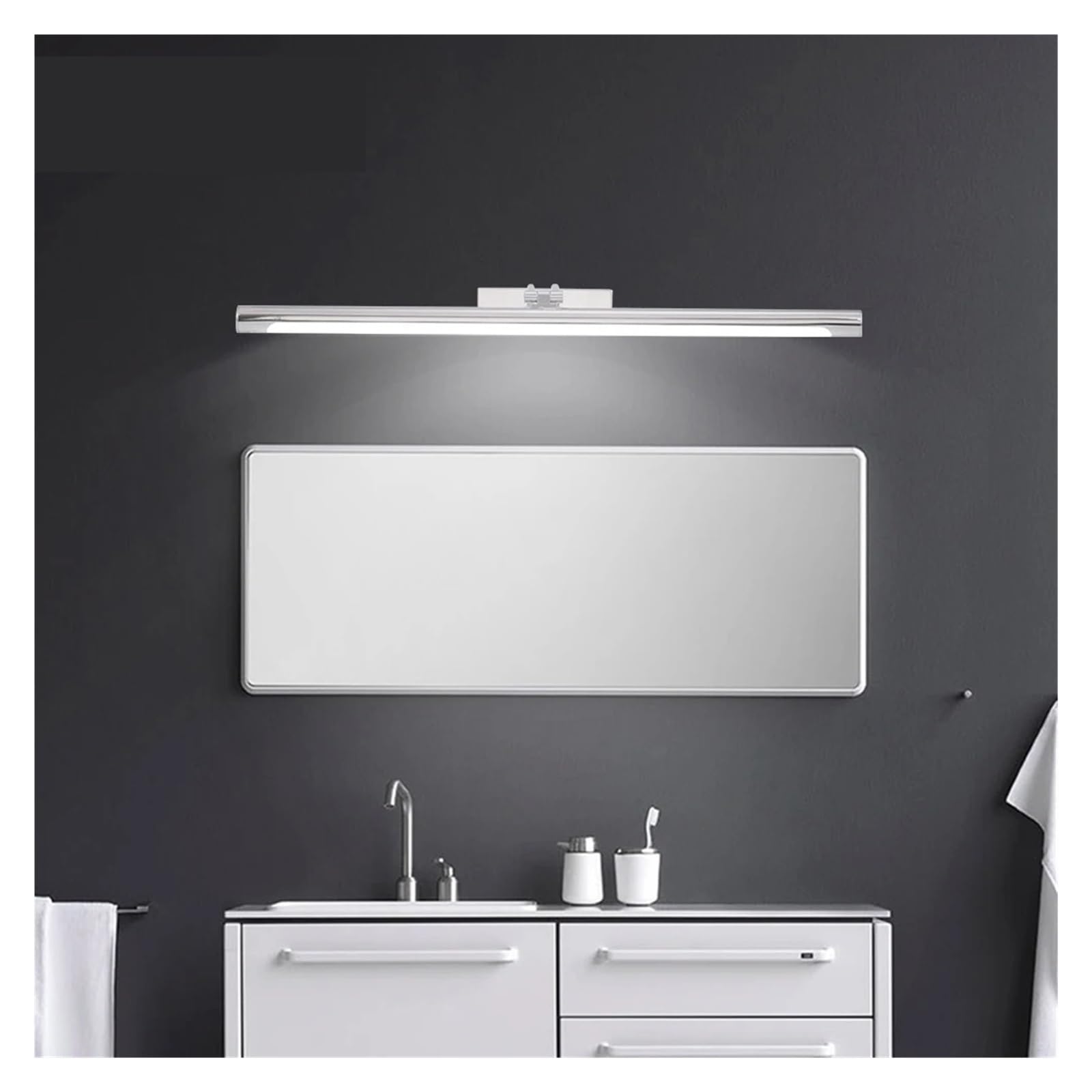 Oświetlenie lustra toaletkowego LED 8W 12W 16W 20W Lampa ścienna do makijażu Toaletka Łazienka Czarny Srebrny Pełne pokrycie(Warm,BODY COLOR - SILVER_8W 40CM)
