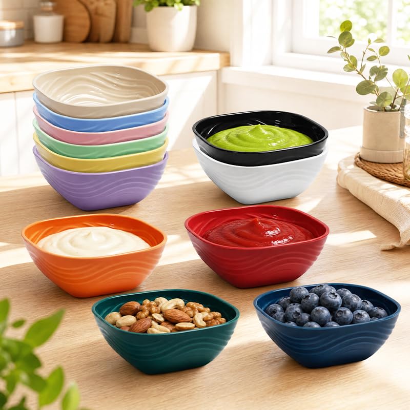 Plastic Dipping Bowls, 24 Pack with 50 Food Flags, 5 Oz Microwave Safe - image 9