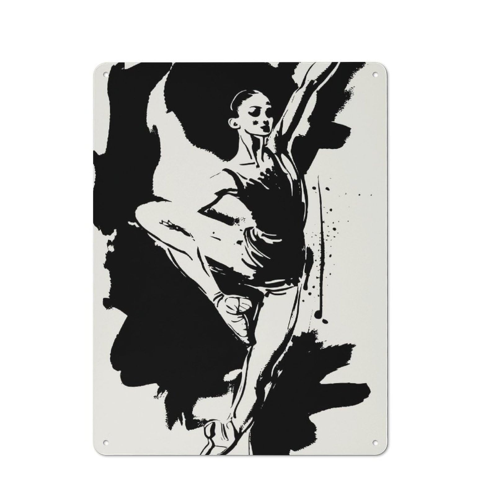 Junmoney Style-11 Black And White Ballerina Decorative Metal Sign 40X30cm, Country Style Bistro Wall Plaque For Kitchen, Cafe, Pantry Or Dining Room