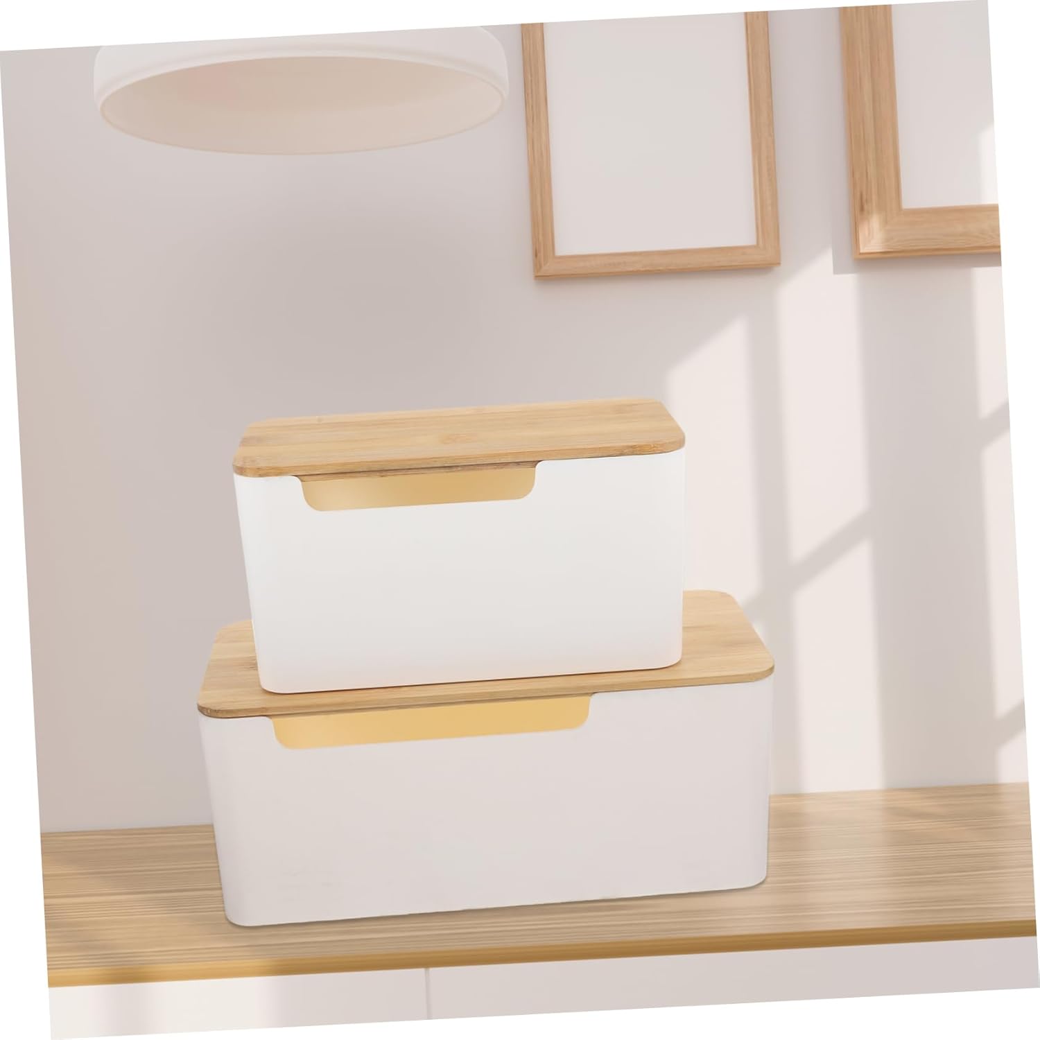 DOITOOL 2pcs Box Stylish Organizer for Hiding Cords Design for Home Office Use for Desk Corner Cable Storage Lid