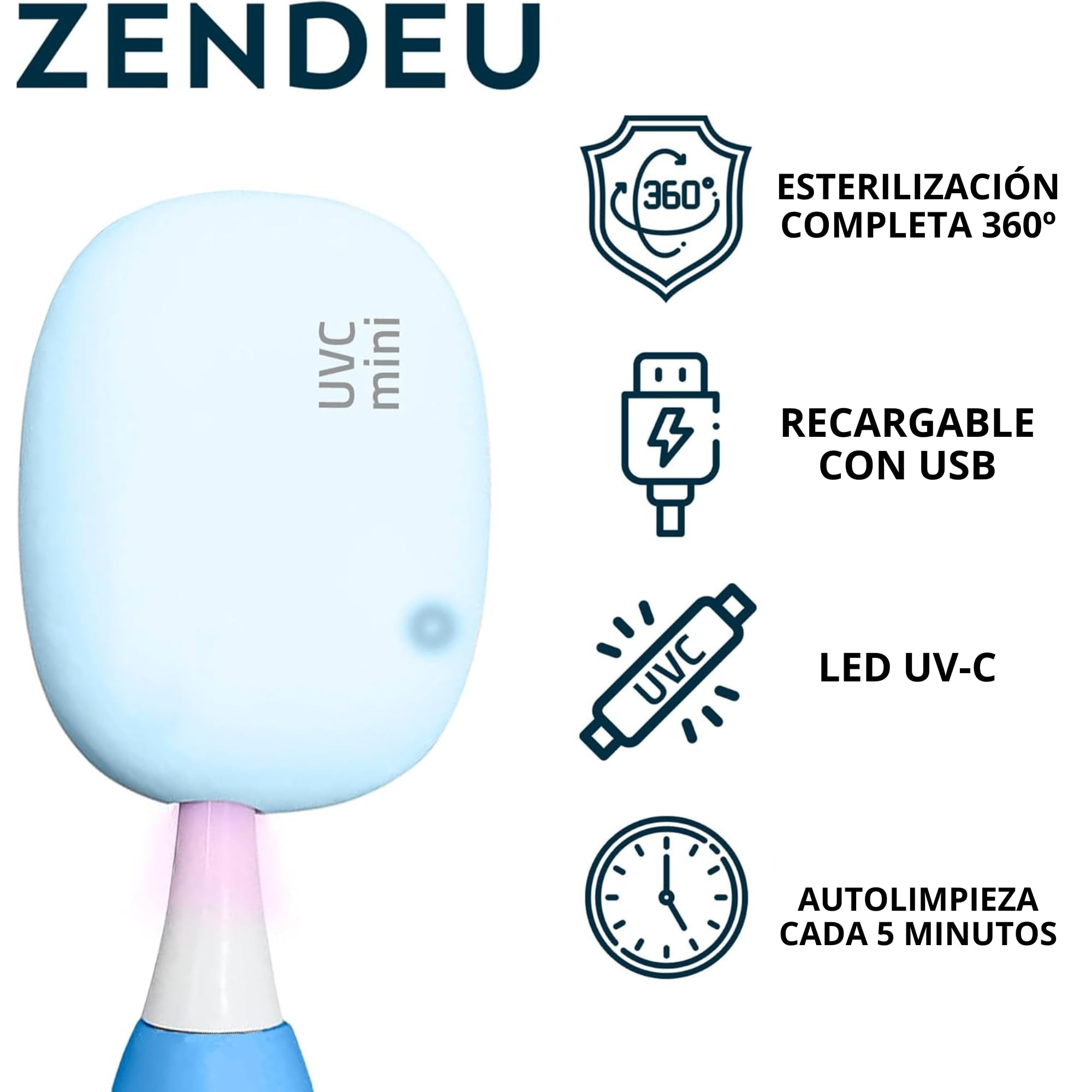 Esterilizador Cepillo Dientes Portátil UV Recargable | Higienizador Cepillo Dientes USB - Esterilizador Dental Ultravioleta y Estuche para Viajes, Hogar y Oficina
