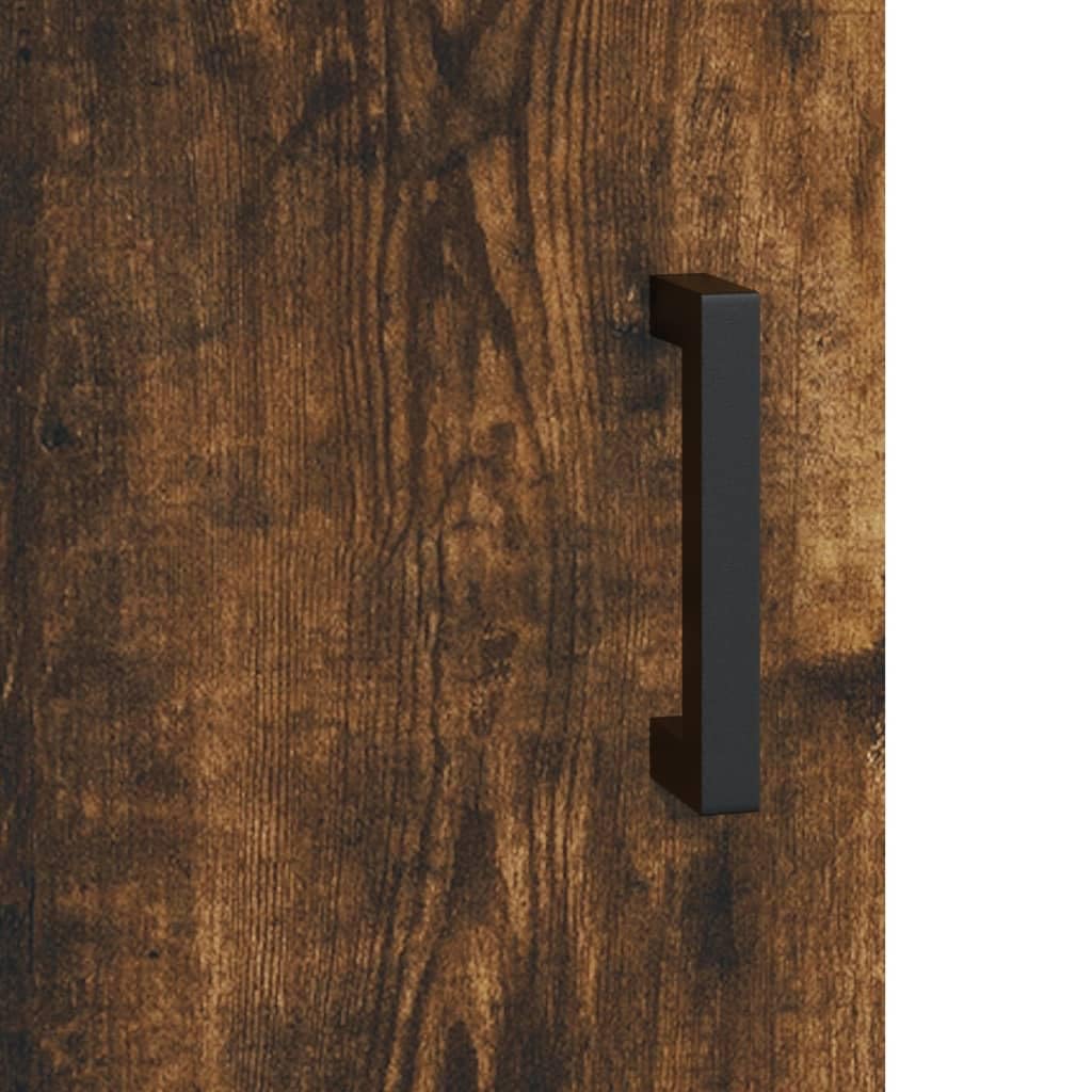 Générique Bufet wysoki Dąb wędzony 69,5 x 34 x 180 cm, szafka do przechowywania z drewna inżynieryjnego z metalowymi nogami, duża przestrzeń do przechowywania do salonu