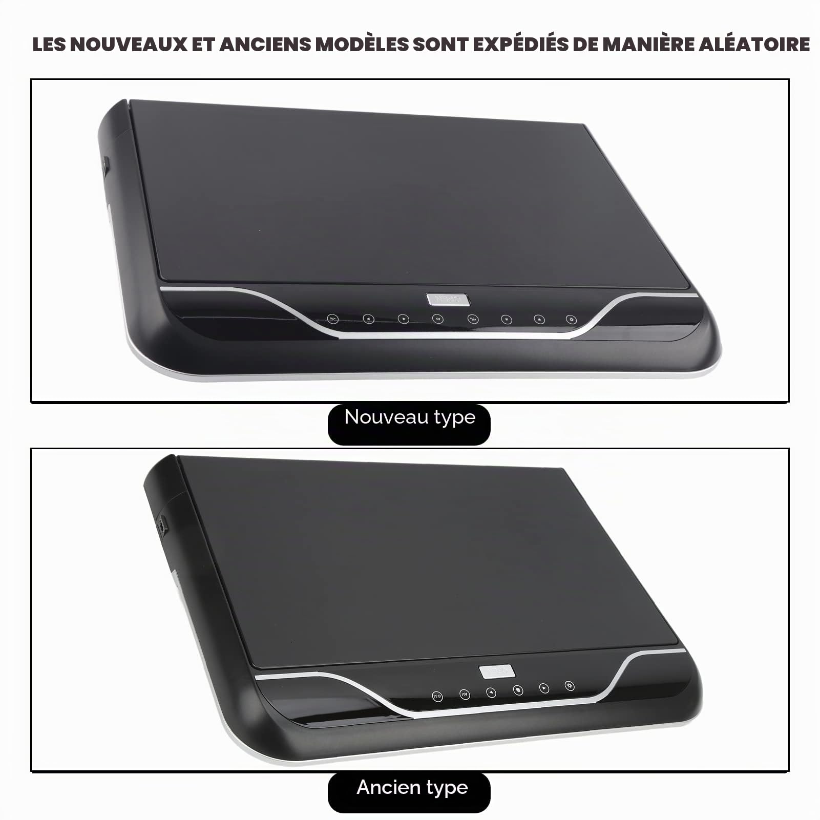 Convertisseur de Sortie Ligne Affichage de L'écran du Moniteur Aérien de Voiture 19 Pouces 丨 19 Pouces Moniteur LCD de Toit de Voiture Rabattable 1080P 16 Couleurs Contrôle Tactile(Le noir)