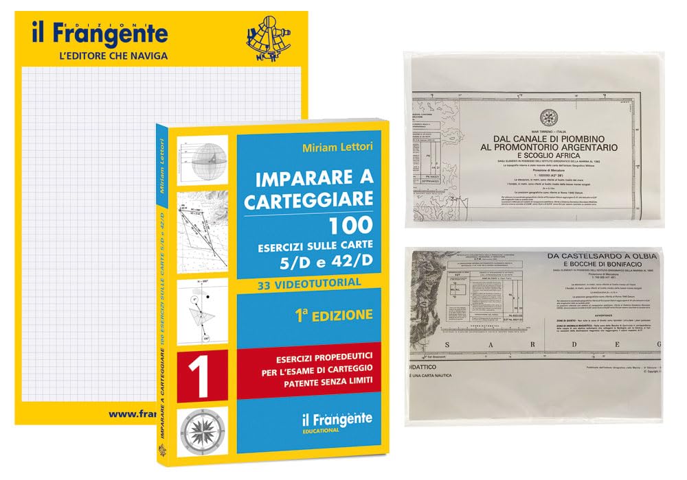 Kit di apprendimento al carteggio Nautico Esercizi sulle Carte 5/D e 42/D Corredo Il Frangente STR 08