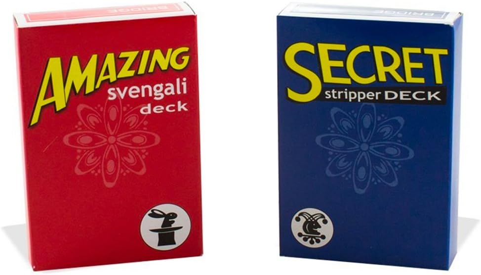 Magic Makers Amazing Svengali and Secret Stripper Deck Kit, Hundreds of Possible Tricks from Beginner to Expert in This Set (Red Svengali and Blue Stripper)