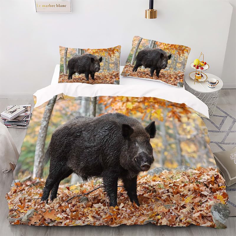 Housse De Couette Eenfant Tigre Parure De Lit 1 Personnes Animaux Sauvages 3 Pièces 140x200cm