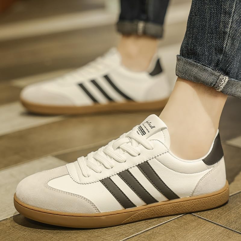 Men's Stylish Retro Genuine Leather Sneakers/Skate Shoes Trendy White Shoes - Image 8