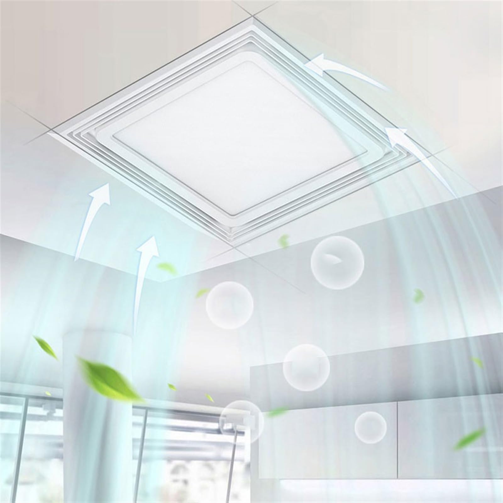Ventilador Extractor Iluminación del baño Extractor de Aire Potente Techo silencioso Techo Integrado Baño Ventilador de ventilación de Techo de 30 x 30 cm Ventilador de Escape